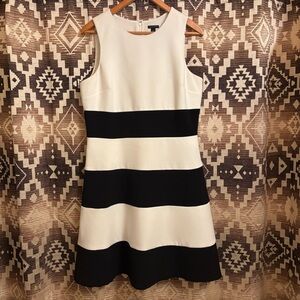Heavy Ann Taylor Dress Black & White Stripe Size 12